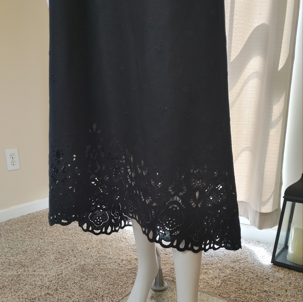 Theory "Taytee" Eyelet Dress, Black 6 - Picture 6 of 15